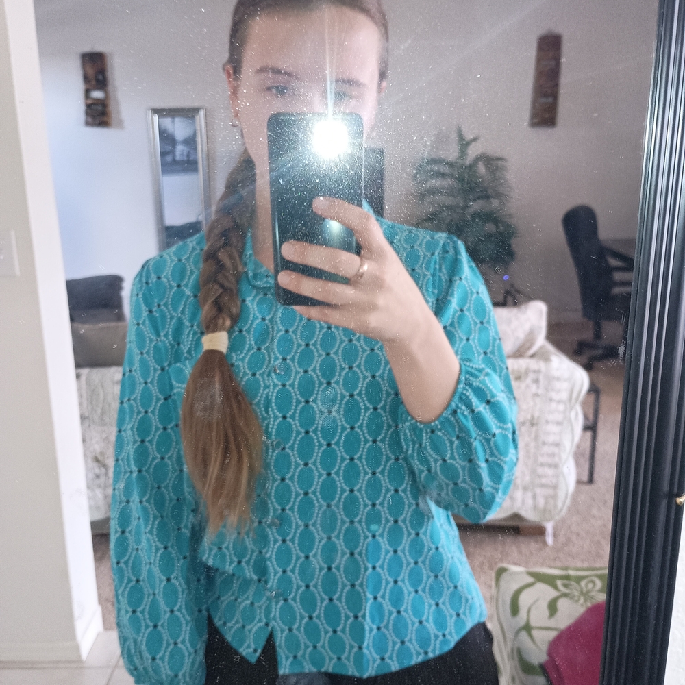 Teal Patterned Blouse
